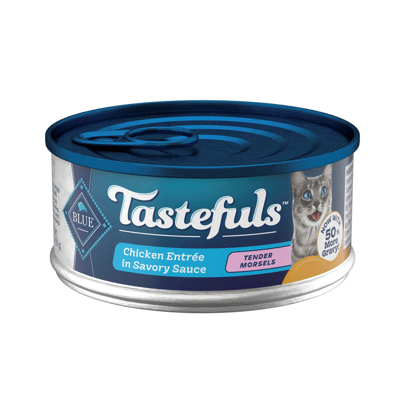 Blue Buffalo Tastefuls Natural Adult Cat Wet Food, Chicken Entrée in Gravy, Morsels, 5.5 oz. Can