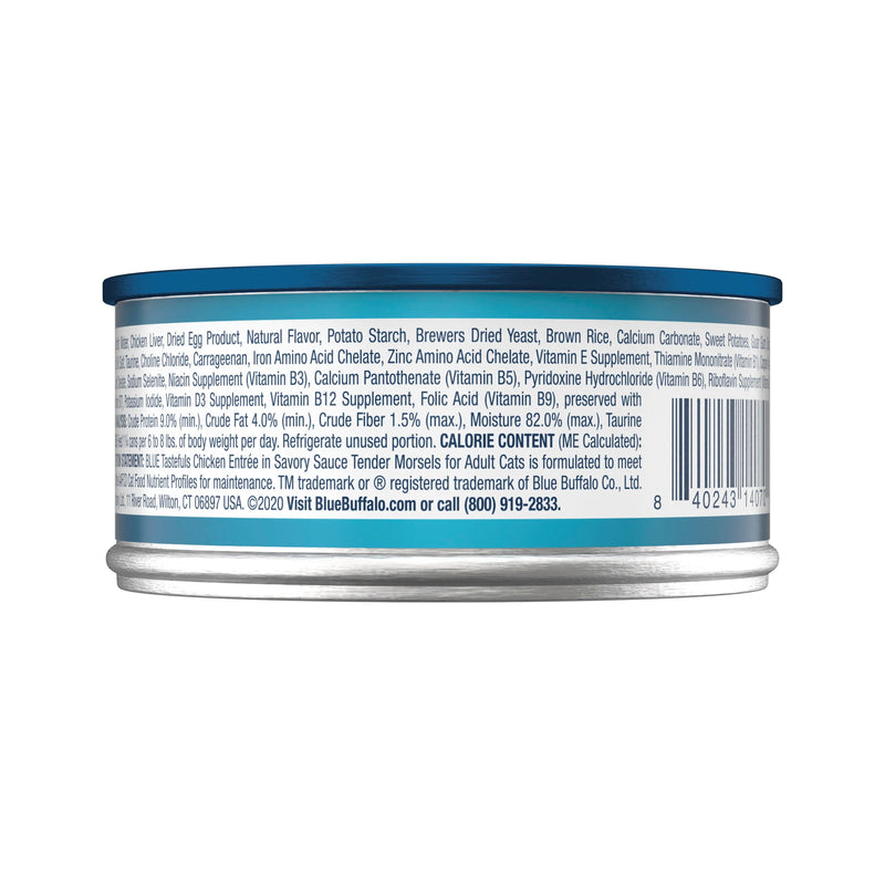 Blue Buffalo Tastefuls Natural Adult Cat Wet Food, Chicken Entrée in Gravy, Morsels, 5.5 oz. Can