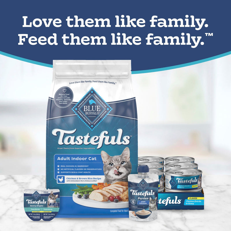 Blue Buffalo Tastefuls Natural Adult Cat Wet Food, Chicken Entrée in Gravy, Morsels, 5.5 oz. Can