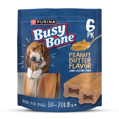 Purina Busy Bone Adult Dog Chew Bone Treats, Peanut Butter, 6 ct. Pouch
