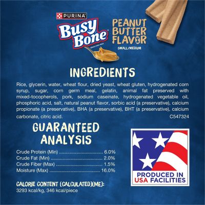 Purina Busy Bone Adult Dog Chew Bone Treats, Peanut Butter, 6 ct. Pouch
