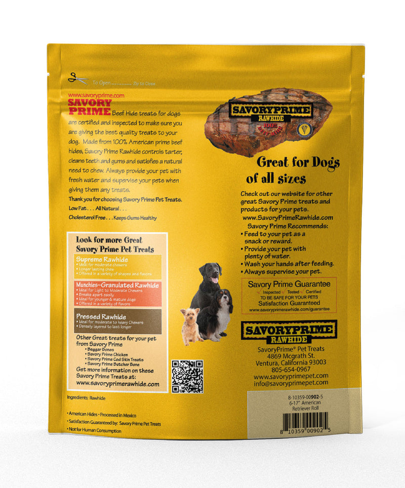 Savory Prime 6-7" AMERICAN Retriever Roll for Dogs - 3 pk