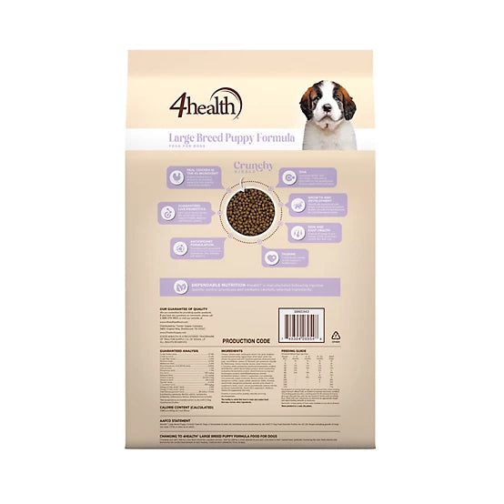 4health with Wholesome Grains Large Breed Puppy Chicken Formula Dry Dog Food, 18lb