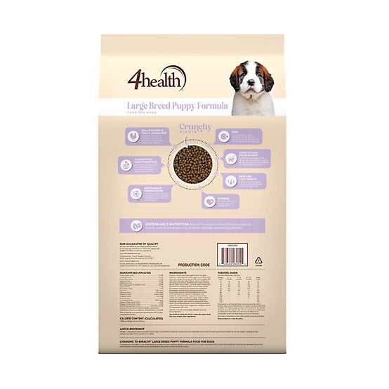 4health with Wholesome Grains Large Breed Puppy Chicken Formula Dry Dog Food, 35lb