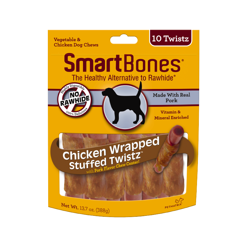 SmartBones Dog Treat Chicken Wrapped Stuffed Twistz 10pk