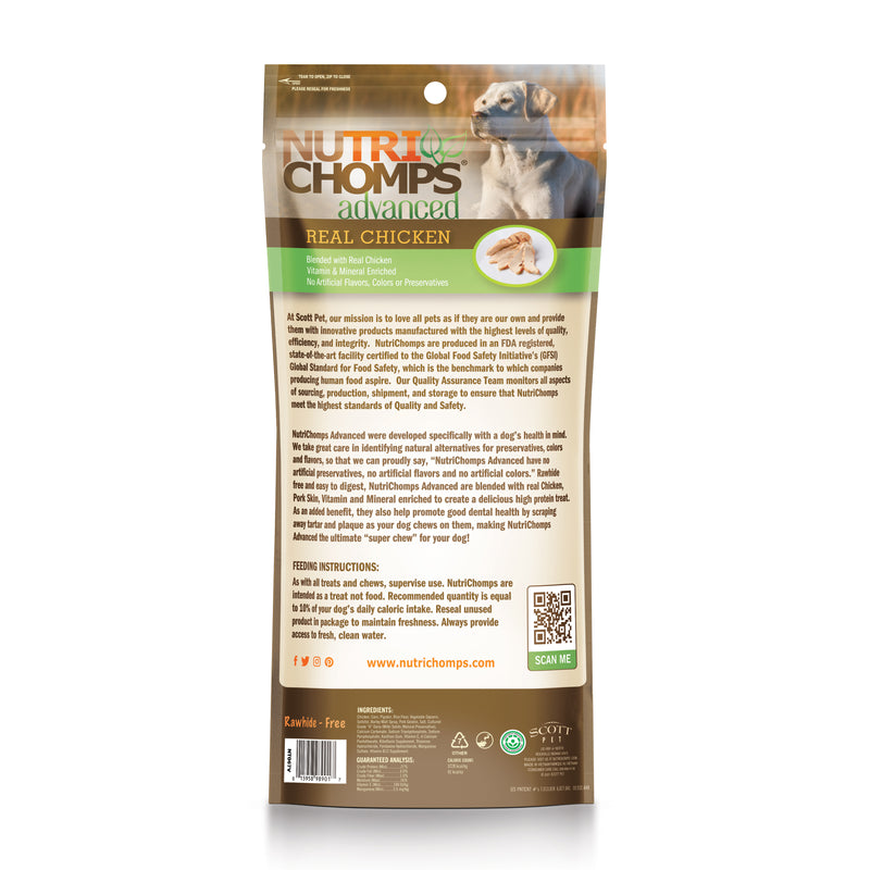 NutriChomps Advanced 8" Chicken Flavor Rolls Wrapped with Real Chicken, 2 Count Dog Chews