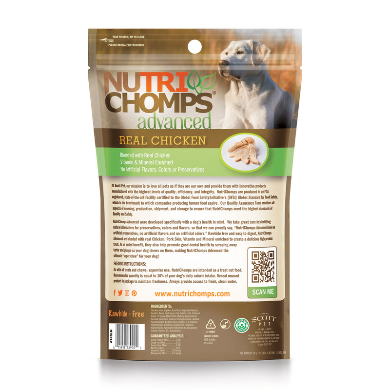 NutriChomps Advanced 6" Chicken Flavor Mini Twists Wrapped with Real Chicken, 12 Count Dog Chews