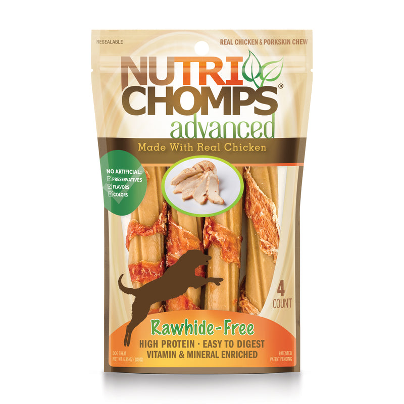 NutriChomps Advanced 6" Chicken Flavor Twists Wrapped with Real Chicken, 4 Count Dog Chews