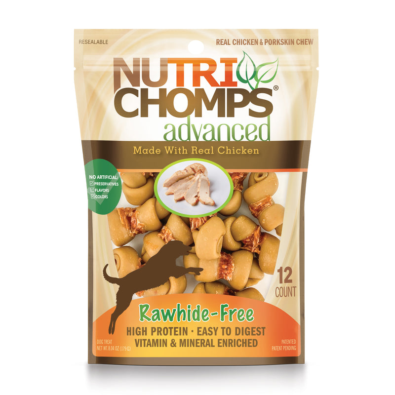 NutriChomps Advanced 2.5" Chicken Flavor Mini Knots Wrapped with Real Chicken, 12 Count Dog Chews