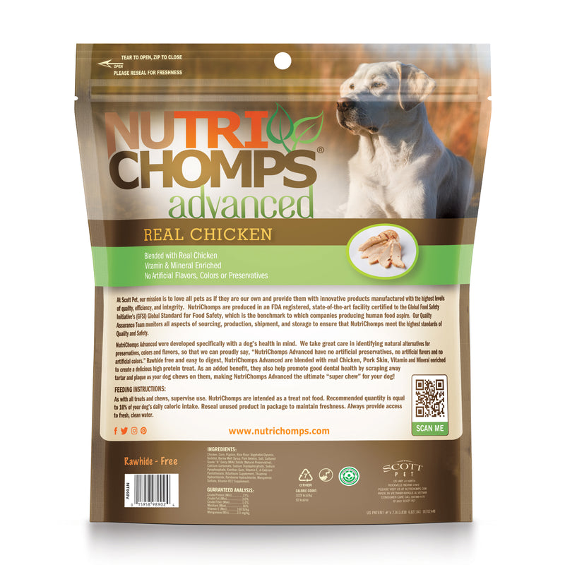 NutriChomps Advanced 4" Chicken Flavor Knots Wrapped with Real Chicken, 8 Count Dog Chews
