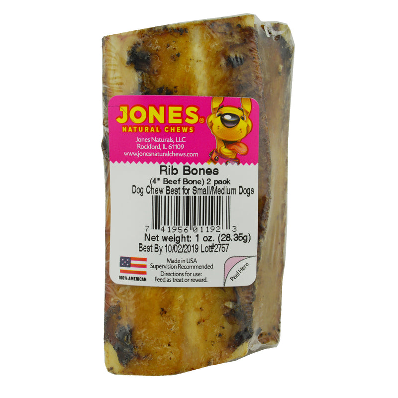 Jones Natural Chews Small Beef Rib Bone 2 Pack Dog Bone