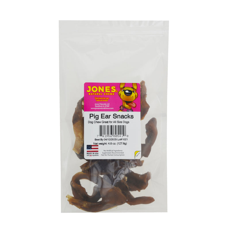 Jones Natural Chews Pig Ear Snacks 4.5 oz. Bag Dog Chew