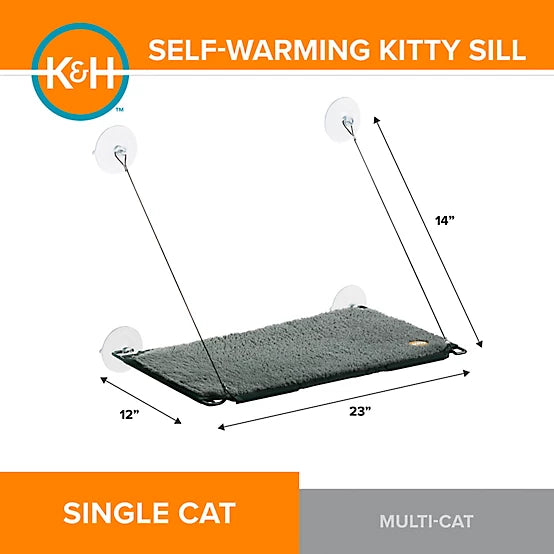 K&H Pet Products Window Lounger Cat Hammock Self-Warming, 12 in. x 23 in.