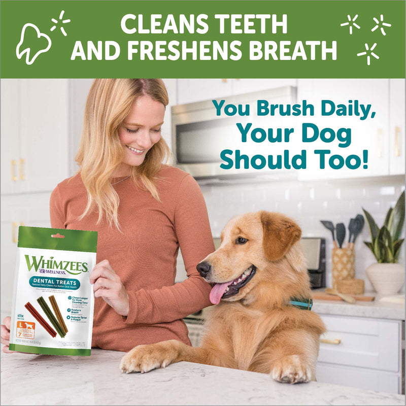 WHIMZEES by Wellness Natural Daily Dental Long Lasting Dog Treats, Medium Veggie Strip