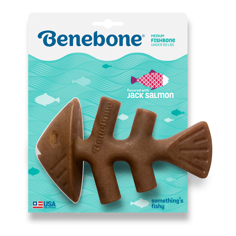 Benebone Fishbone Durable Dog Chew Toy, Real Fish Medium
