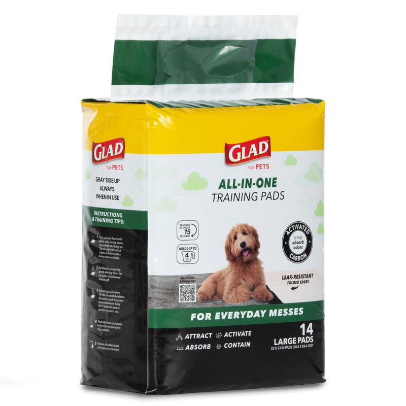Glad for Pets Black Charcoal Puppy Pads, All-in-One | Puppy Potty Training Pads, 14 count