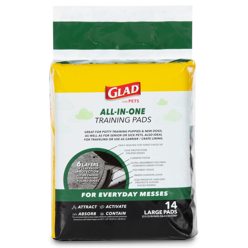 Glad for Pets Black Charcoal Puppy Pads, All-in-One | Puppy Potty Training Pads, 14 count