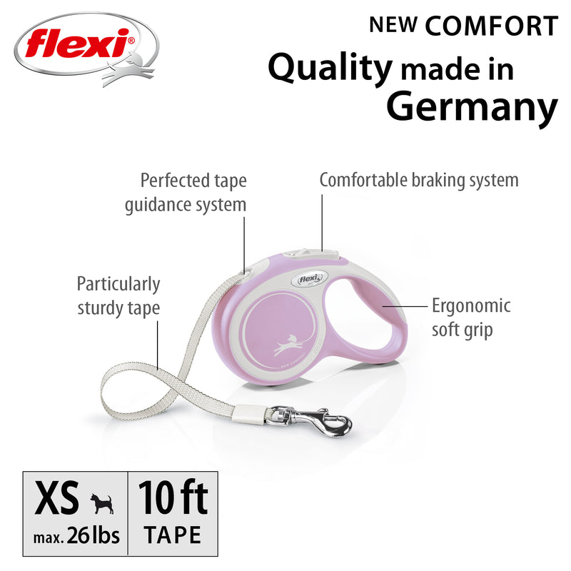 Flexi Comfort 10ft Tape Dog and Cat Leash in Rose XSM up to 26lbs
