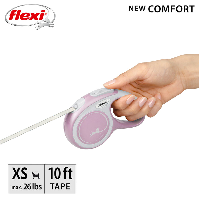 Flexi Comfort 10ft Tape Dog and Cat Leash in Rose XSM up to 26lbs