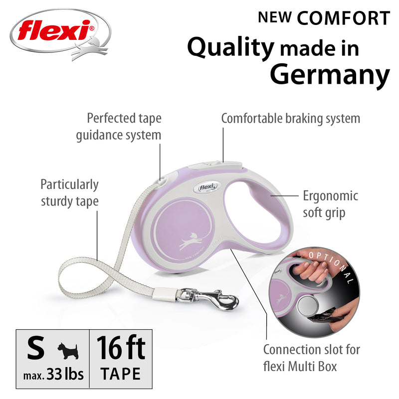 Flexi Comfort 16ft Tape Dog and Cat Leash in Rose Small up to 33lbs