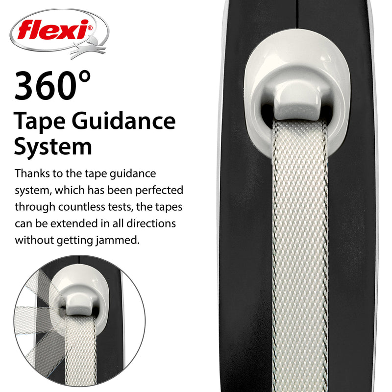 Flexi Comfort 16ft Tape Dog and Cat Leash in Black Grey Small up to 33lbs
