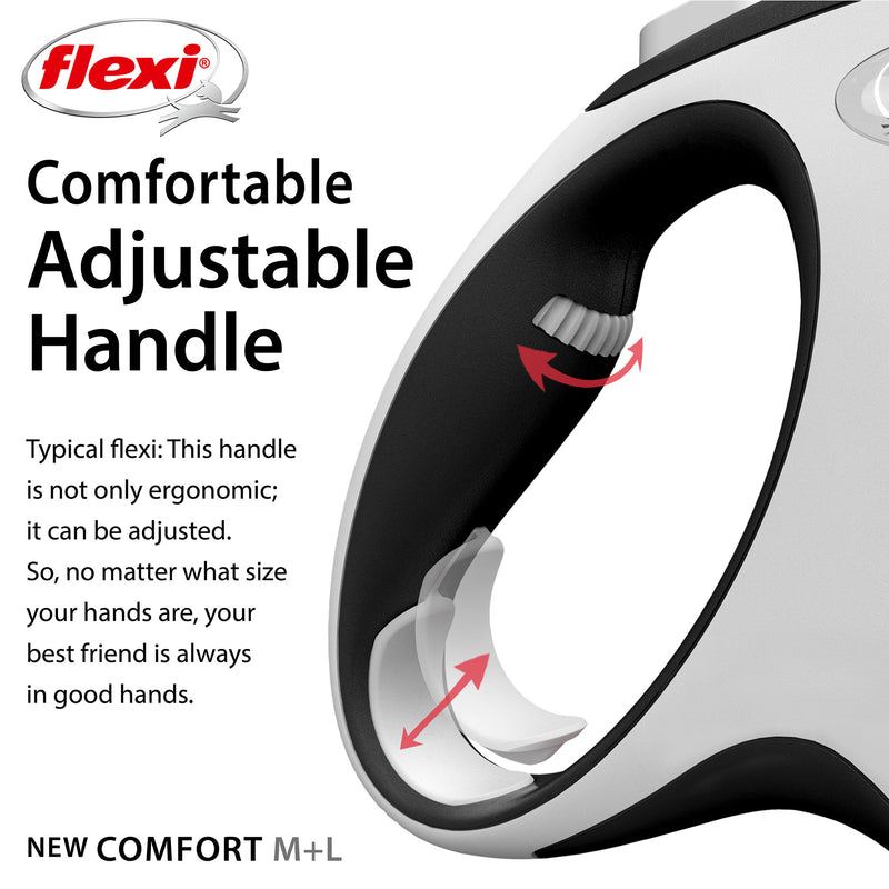 Flexi Comfort 16ft Tape Dog Leash in Black Grey Large up to 110lbs