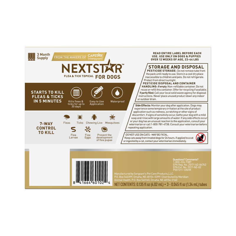 Nextstar Flea & Tick Topical Dog 23-44LB 3CT