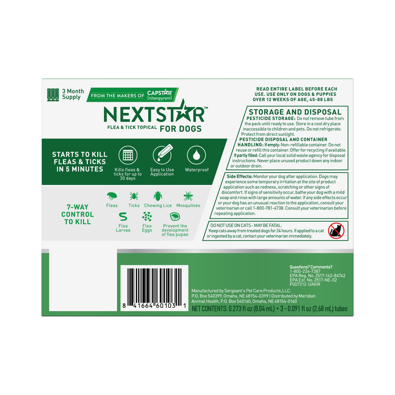 Nextstar Flea & Tick Topical Dog 45-88LB 3CT