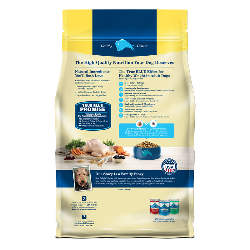 Blue Buffalo Life Protection Formula Healthy Weight Adult Dry Dog Food, Supports an Ideal Weight, Made with Natural Ingredients, Chicken & Brown Rice Recipe, 5-lb Bag