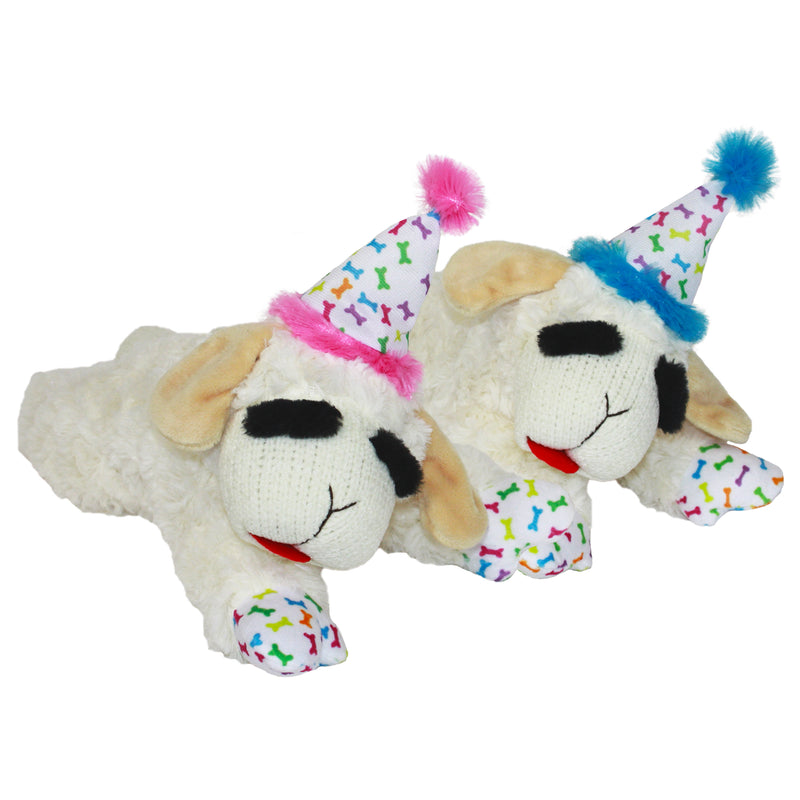 Multipet Lamb Chop w/Birthday Hat Assorted Colors Dog Toy