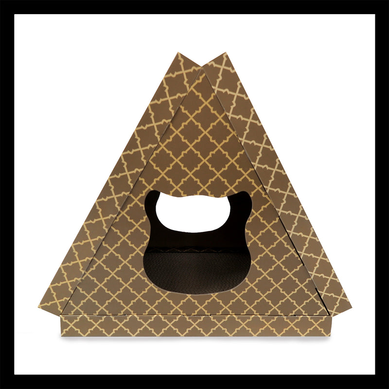 FurHaven Tiger Tent Corrugated Scratcher with Catnip - Tan