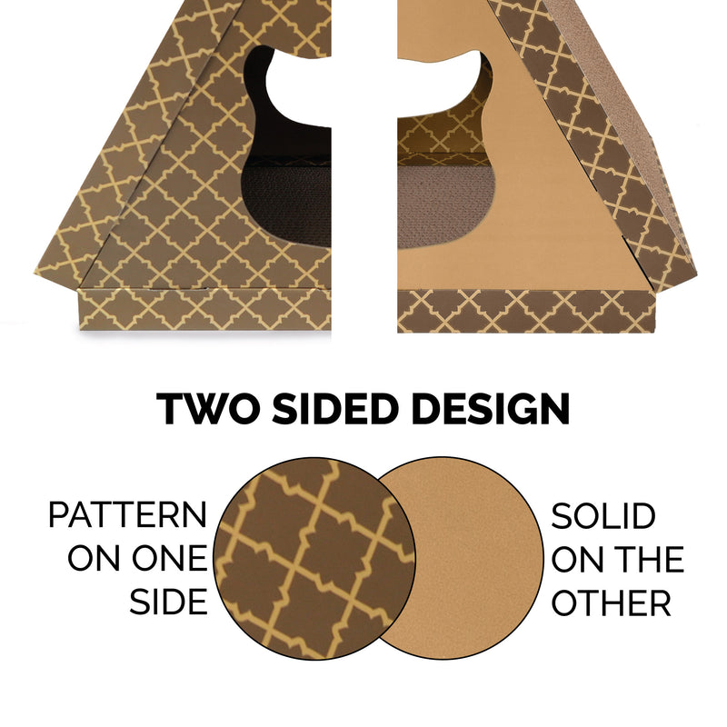 FurHaven Tiger Tent Corrugated Scratcher with Catnip - Tan