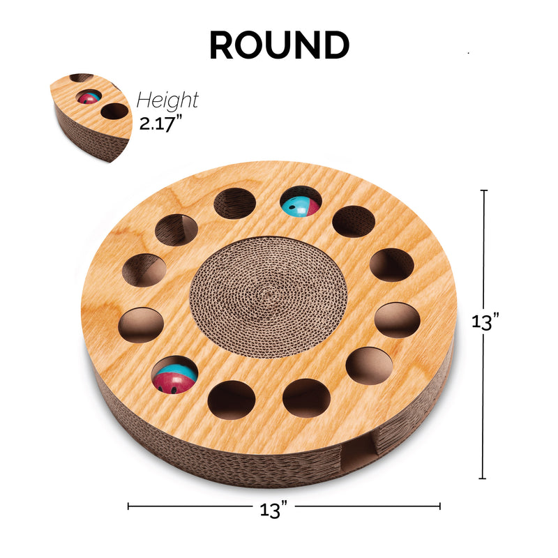 FurHaven Busy Box Corrugated Cat Scratcher with Catnip - Round