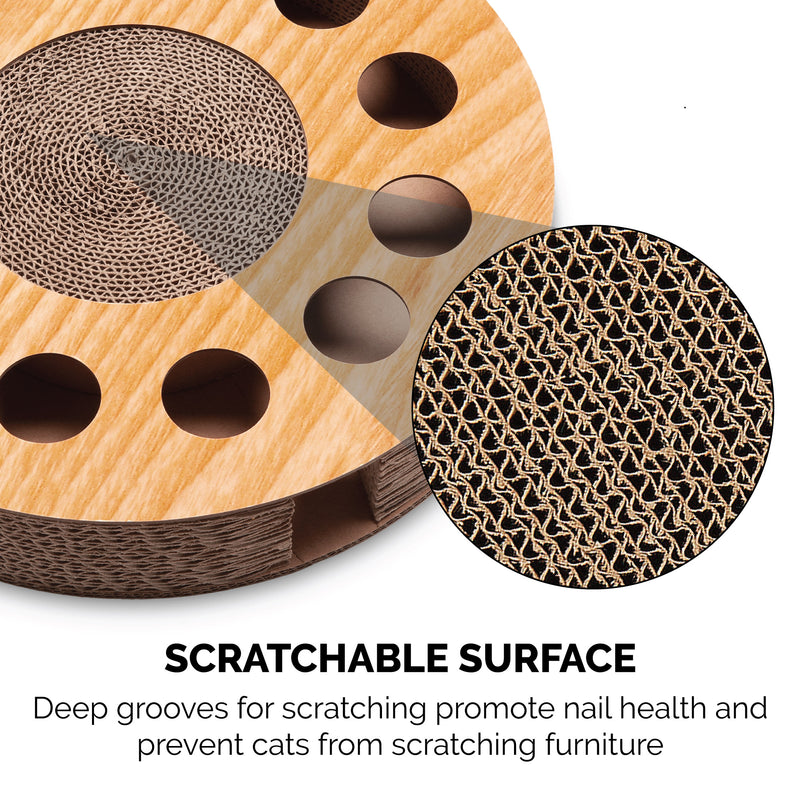 FurHaven Busy Box Corrugated Cat Scratcher with Catnip - Round