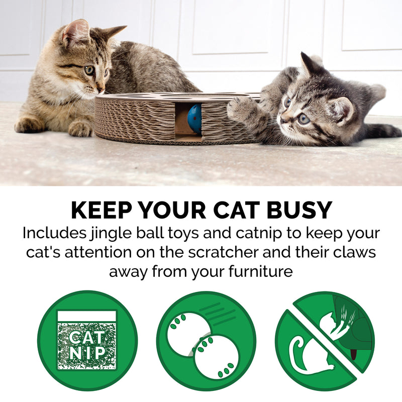 FurHaven Busy Box Corrugated Cat Scratcher with Catnip - Round