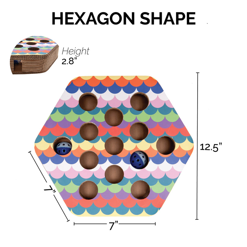 FurHaven Busy Box Corrugated Cat Scratcher with Catnip - Hexagon