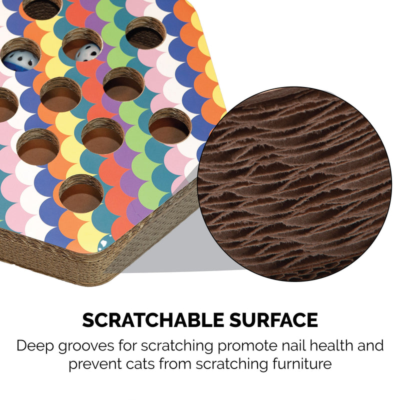 FurHaven Busy Box Corrugated Cat Scratcher with Catnip - Hexagon