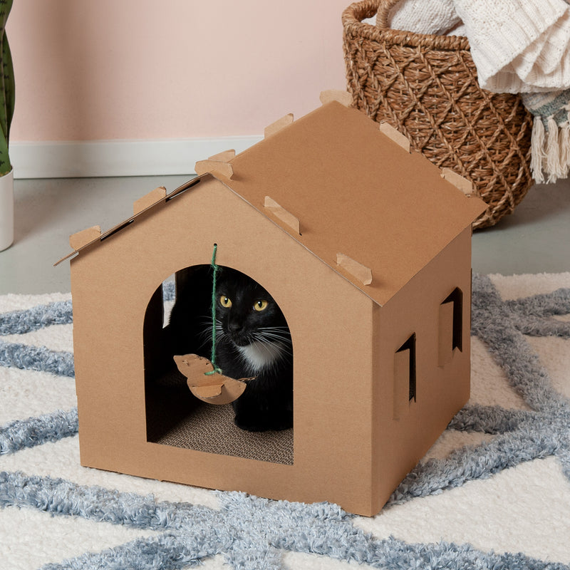 FurHaven Corrugated House Scratcher with Catnip - Studio