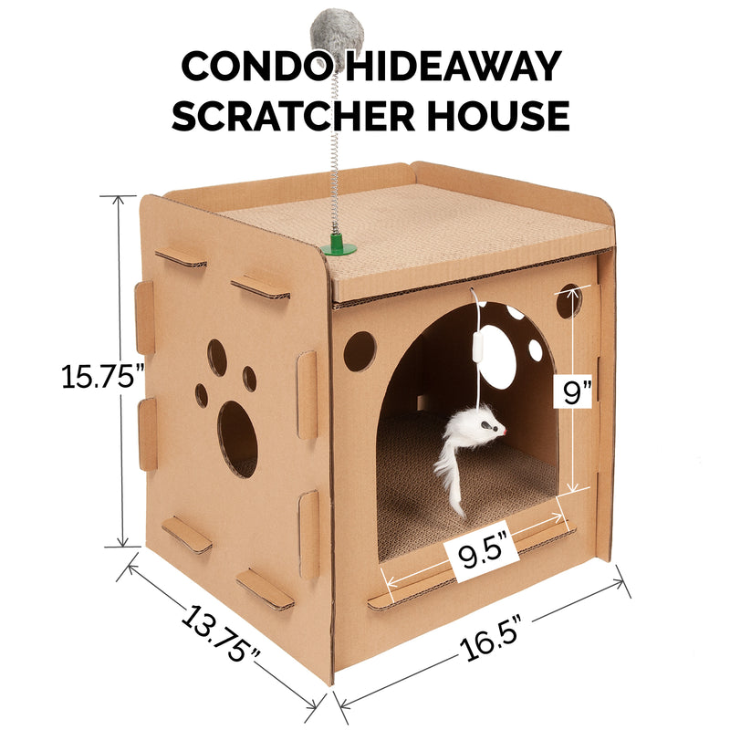 FurHaven Corrugated House Scratcher with Catnip – Condo Hideaway
