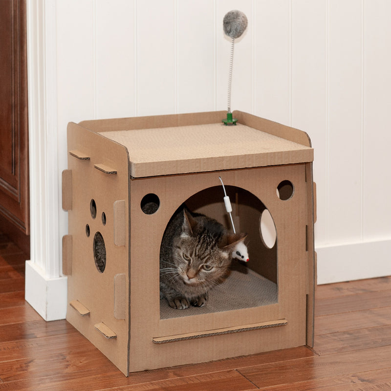 FurHaven Corrugated House Scratcher with Catnip – Condo Hideaway
