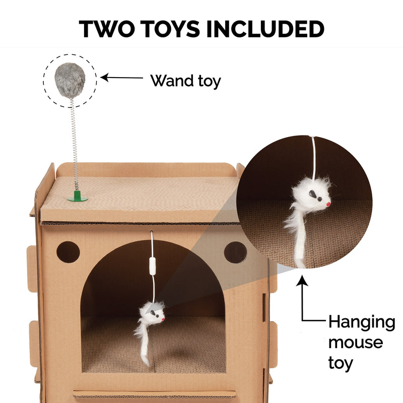 FurHaven Corrugated House Scratcher with Catnip – Condo Hideaway