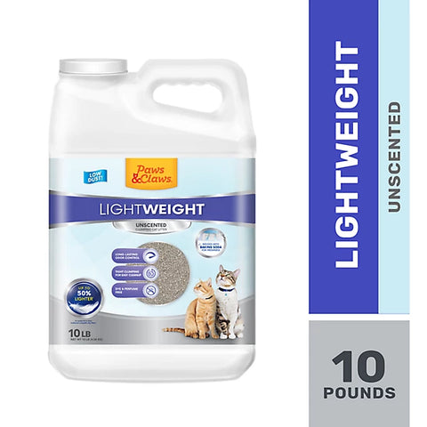 Paws & Claws Lightweight Unscented Clumping Clay with Baking Soda Cat Litter, 10 lb. Jug
