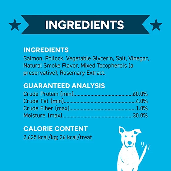 Cloud Star Wag More Bark Less Jerky Dog Treats, Smoked Salmon, 10 oz.