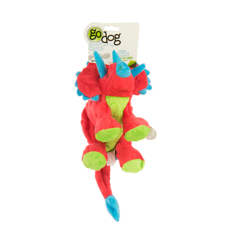 goDog Dinos Frills Squeaky Plush Dog Toy, Chew Guard Technology, Red