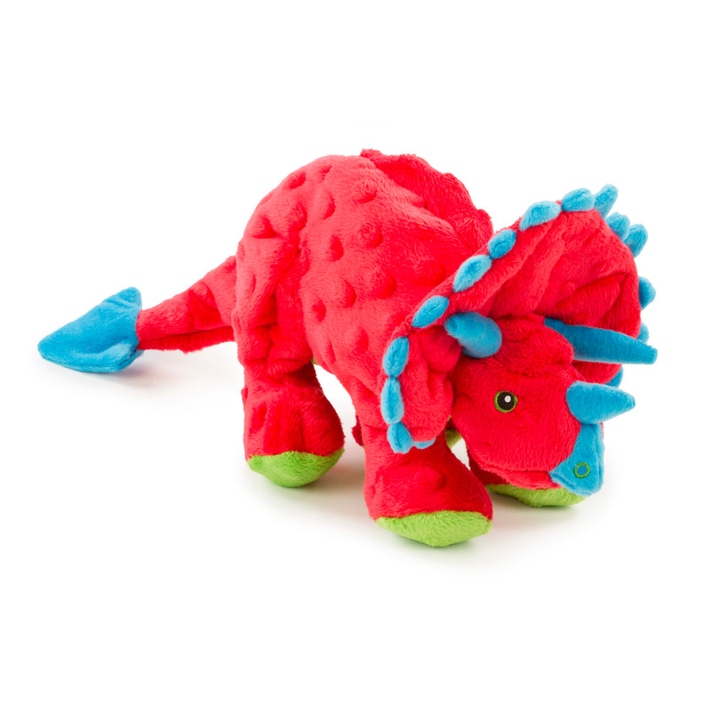 goDog Dinos Frills Squeaky Plush Dog Toy, Chew Guard Technology, Red