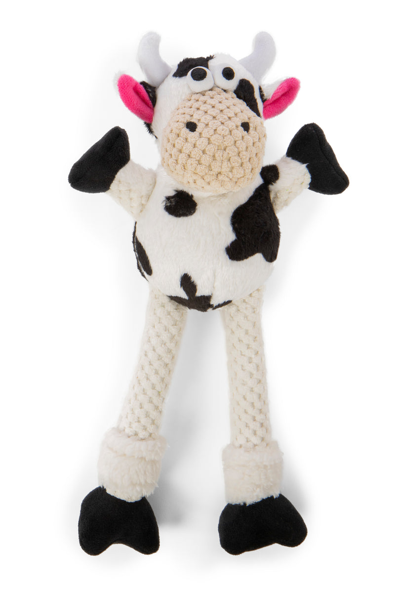 goDog Checkers Skinny Cow Squeaky Plush Dog Toy, Chew Guard Technology, Small
