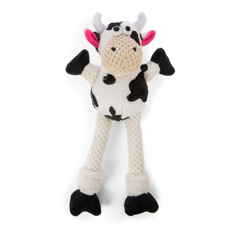 goDog Checkers Skinny Cow Squeaky Plush Dog Toy, Chew Guard Technology, Small
