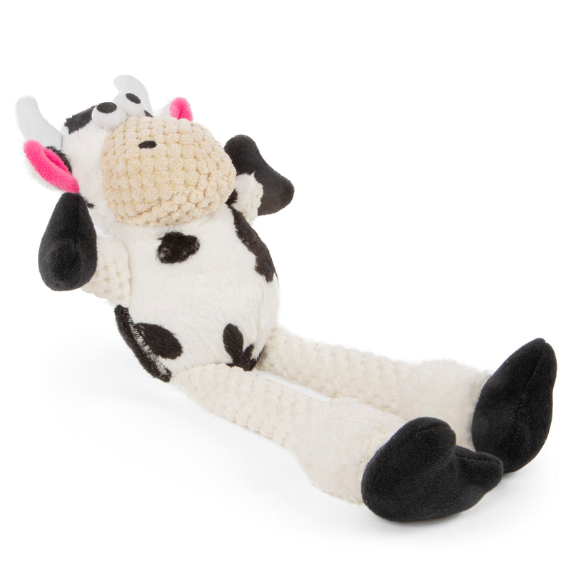 goDog Checkers Skinny Cow Squeaky Plush Dog Toy, Chew Guard Technology, Small