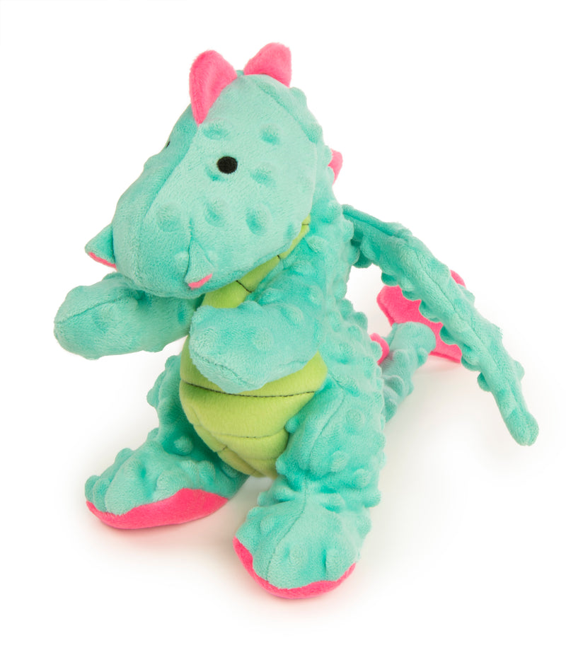goDog Dragons Squeaky Plush Dog Toy, Chew Guard Technology, Seafoam, Large