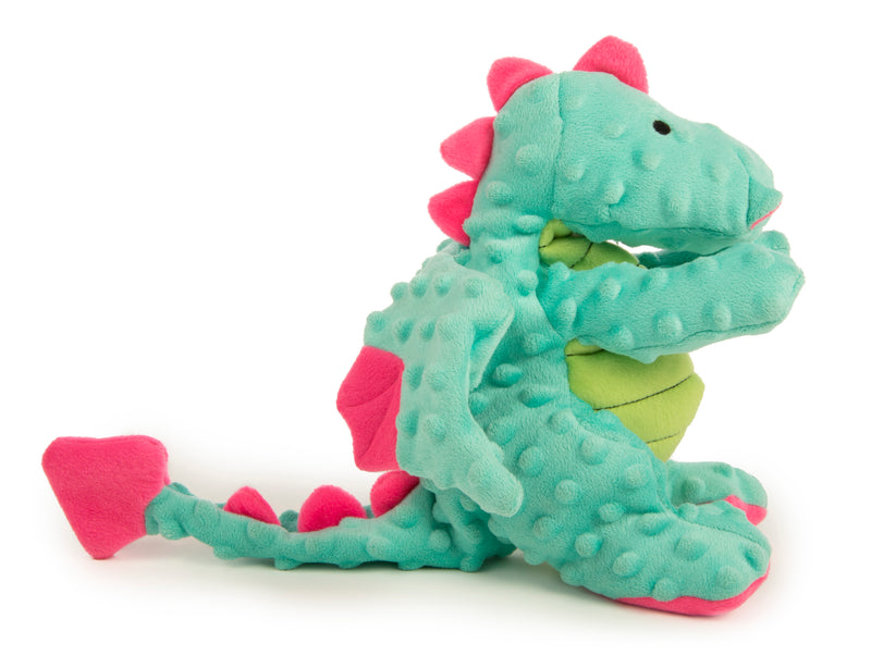 goDog Dragons Squeaky Plush Dog Toy, Chew Guard Technology, Seafoam, Large